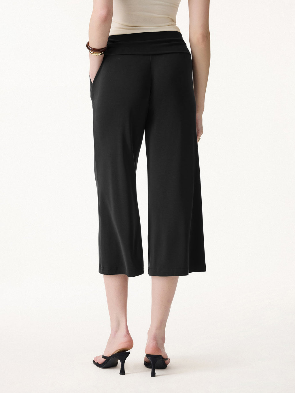 Sandwashed Modal Fold-Down Waist Flared Leg Pants