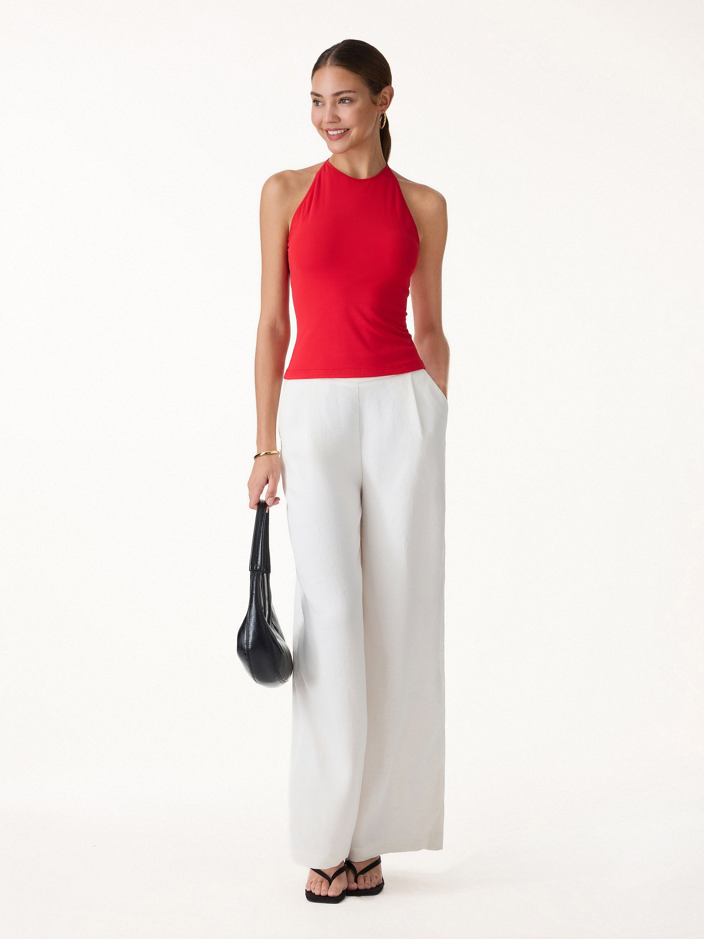 Round Neck Cross-Back Bandless Bra Top
