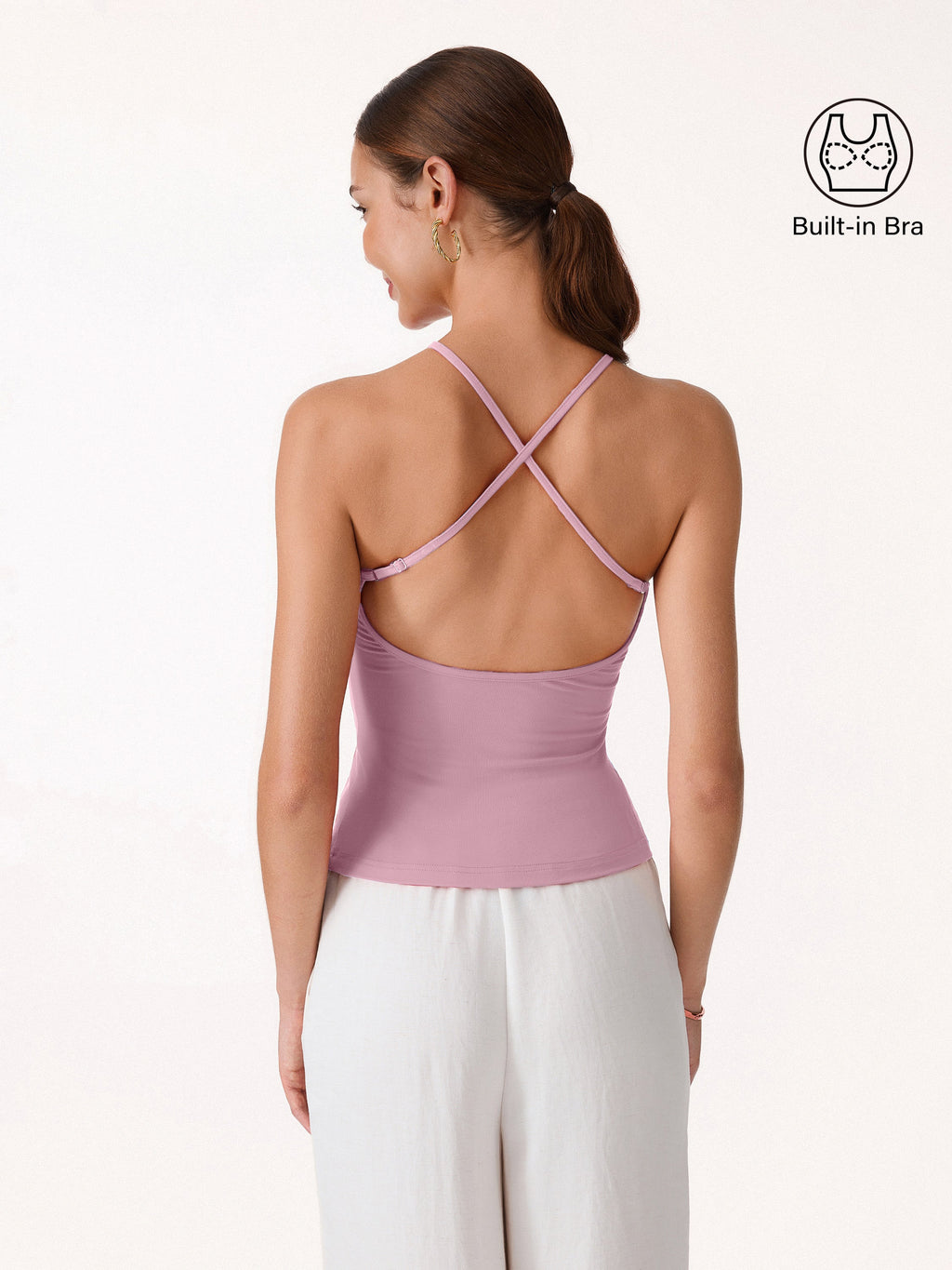 Round Neck Cross-Back Bandless Bra Top