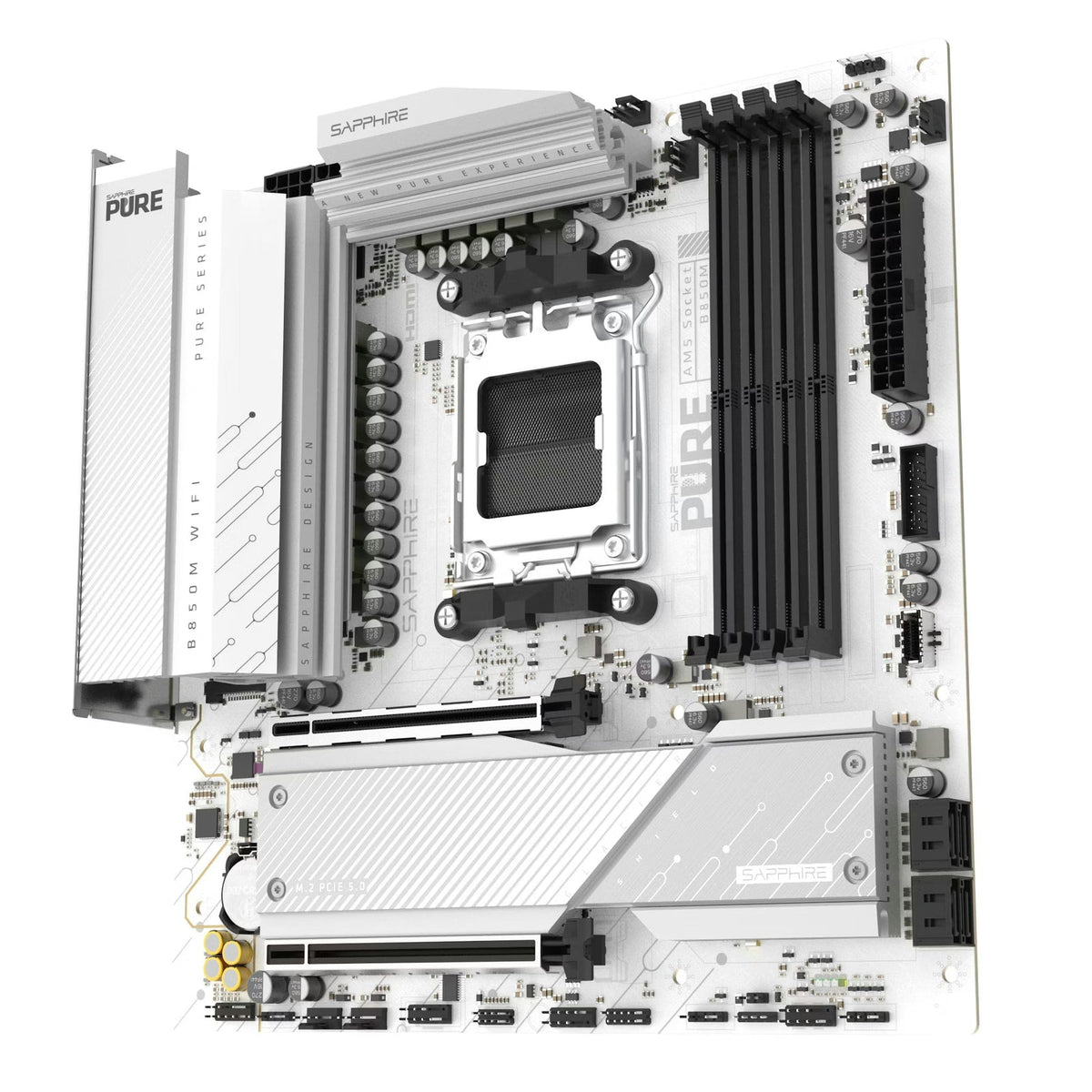 SAPPHIRE Pure B850M WiFi White mATX AM5 Motherboard