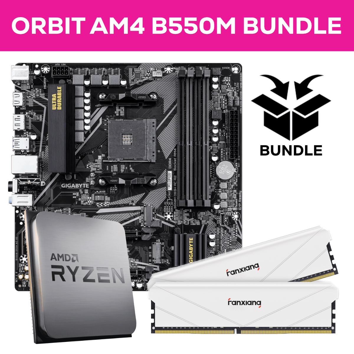Orbit Ryzen AM4 Bundle - 32GB (2x16GB) 3200MHz DDR4 RAM & Gigabyte B550M DS3H AC R2