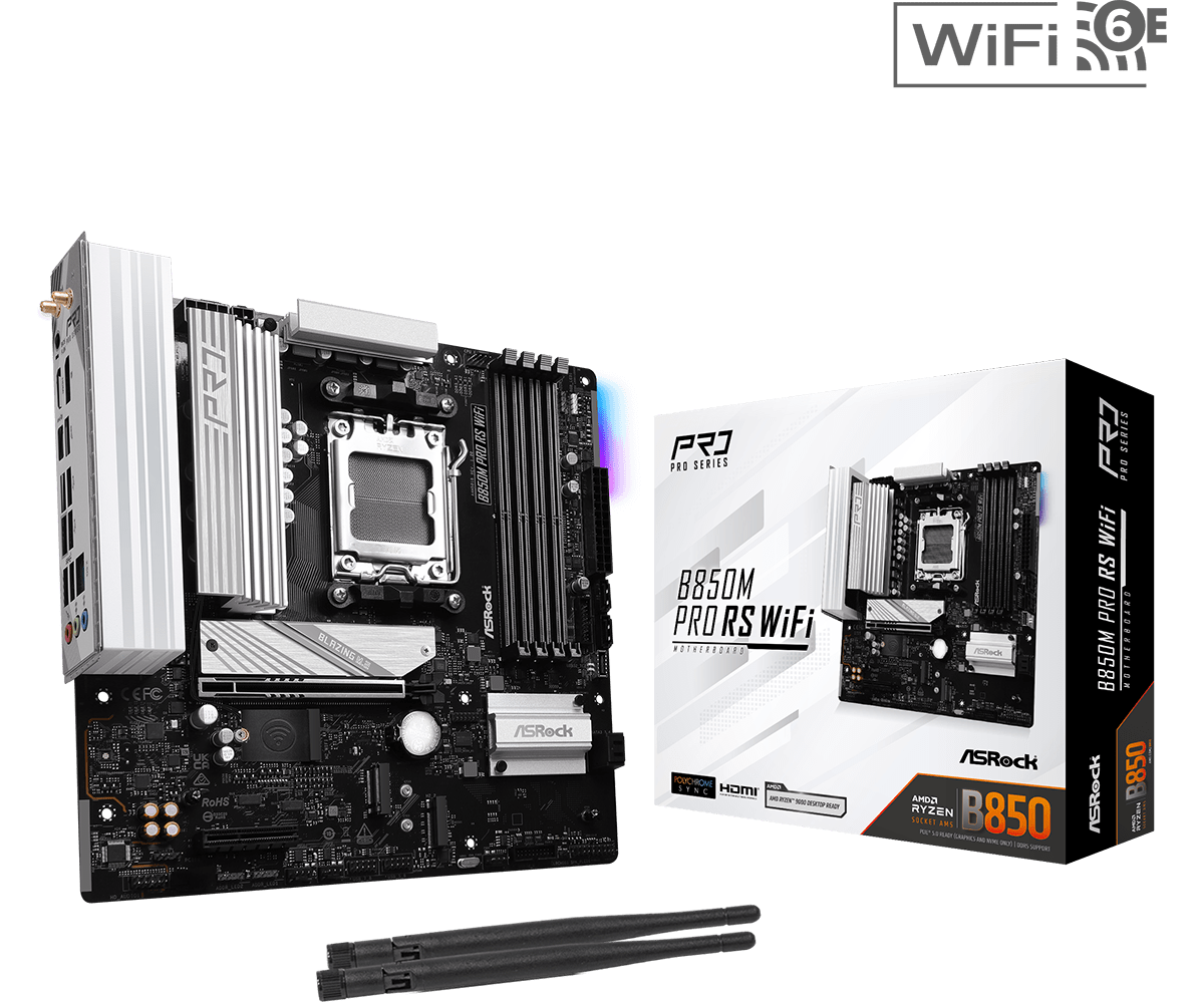 ASRock B850M Pro RS WiFi Micro-ATX AM5 Motherboard