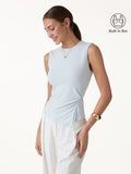 CoolTouch Round Neck Twisted Bra Tank with Slit