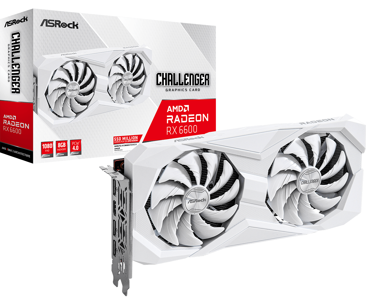 8GB ASRock RX 6600 Challenger White Graphics Card