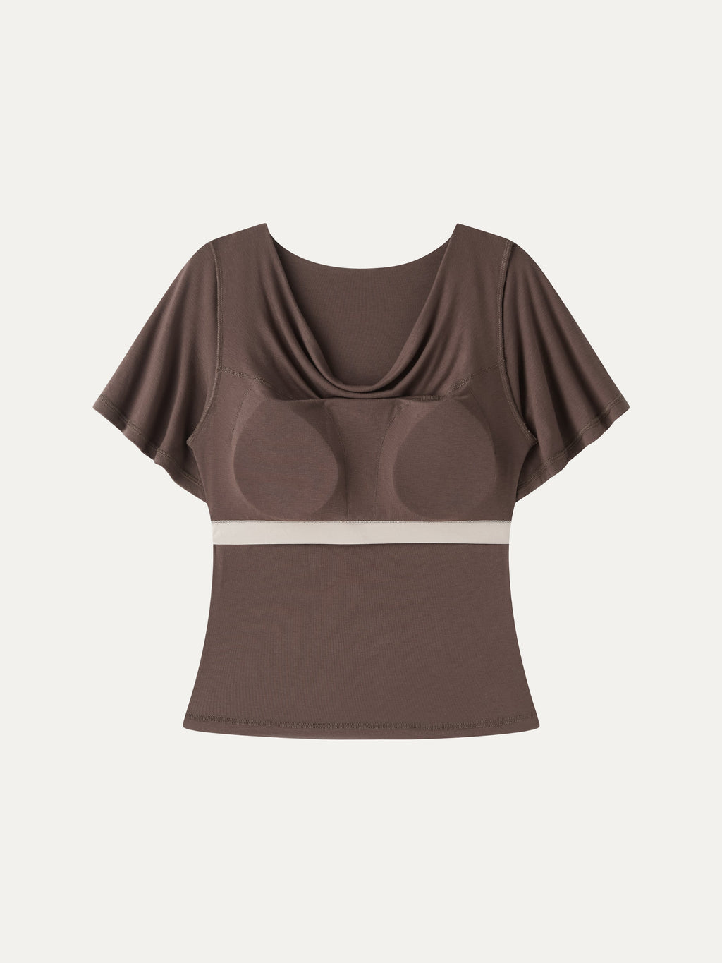 Cowl Neck Flutter Sleeve Bra Top