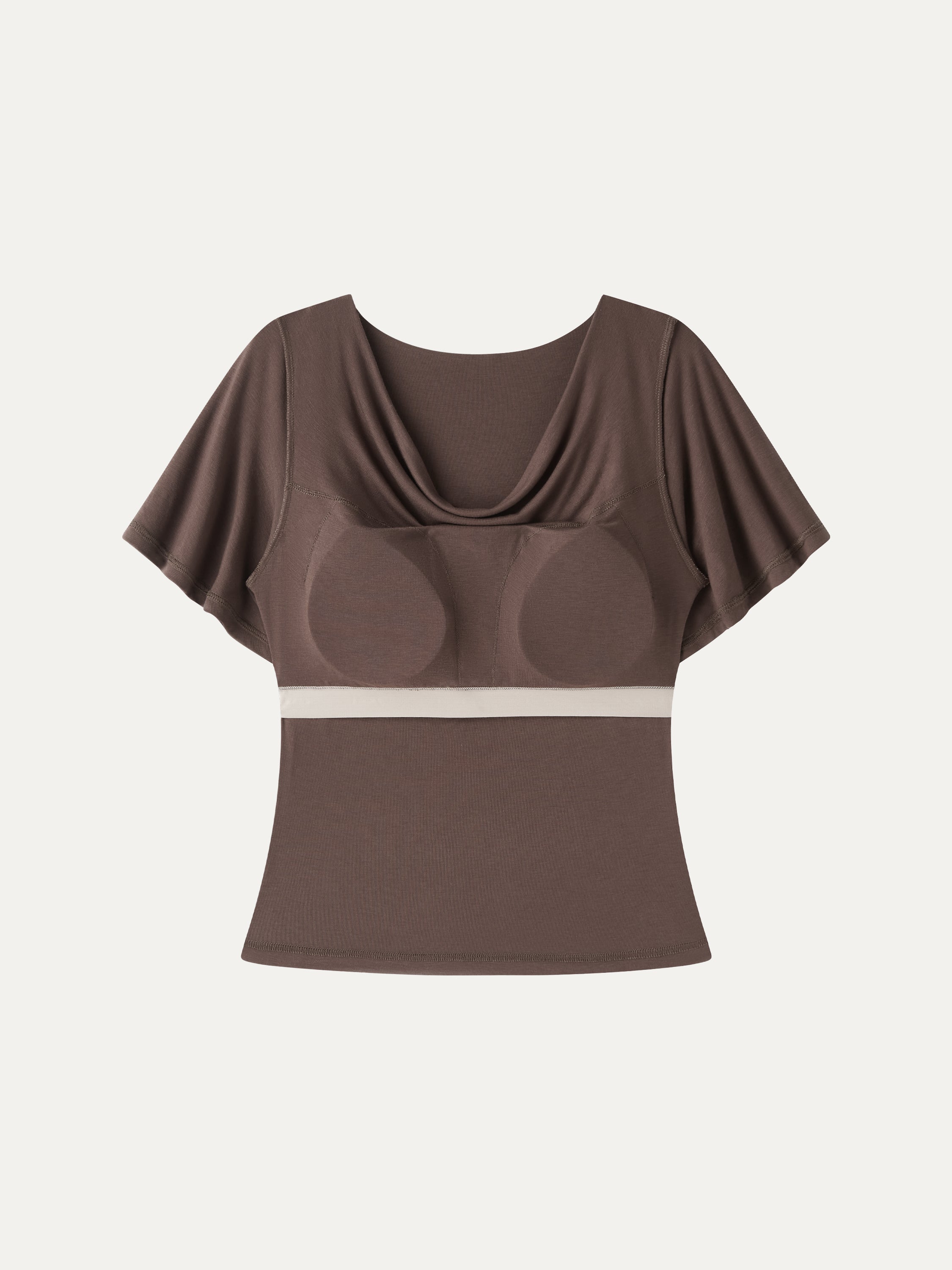 Cowl Neck Flutter Sleeve Bra Top