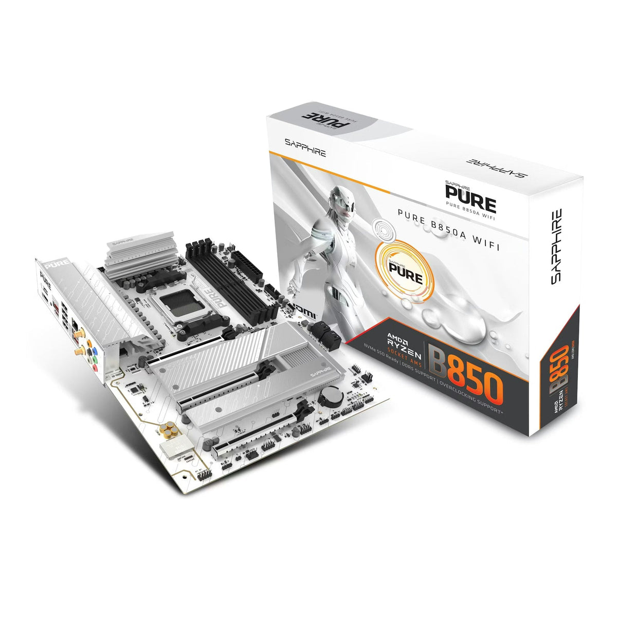 SAPPHIRE Pure B850A WiFi White ATX AM5 Motherboard