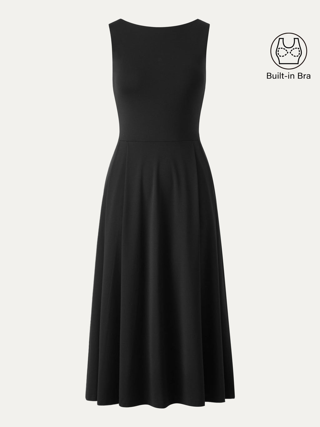 Boatneck Bamboo Ponte Bra Midi Dress with Pockets
