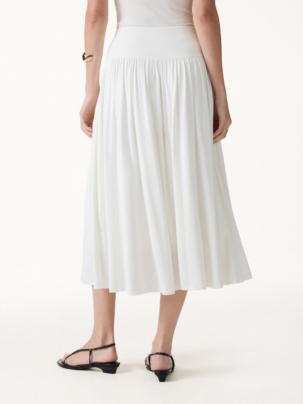 SkinKiss Mid Rise Gathered Midi Skirt with Pockets