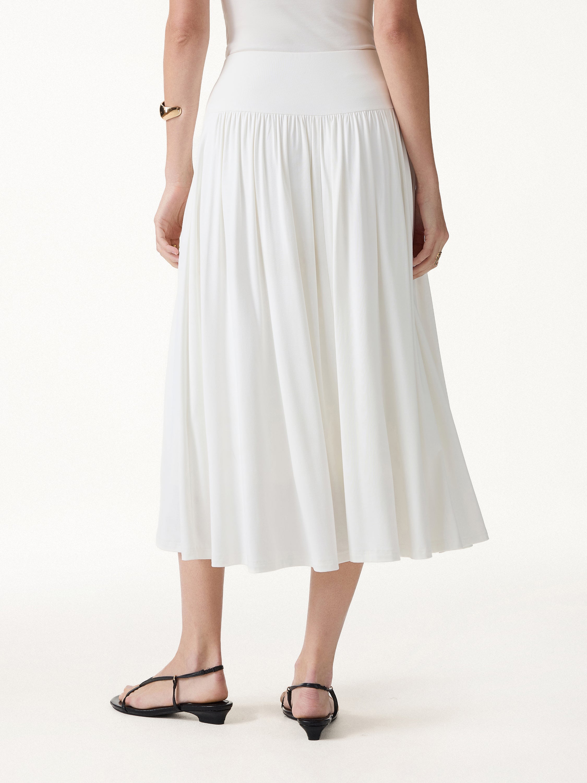 SkinKiss Mid Rise Gathered Midi Skirt with Pockets